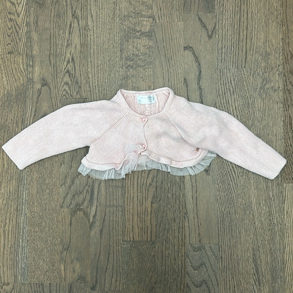 MAYORAL Pink Cardigan with tulle Ruffles and Bow - Picture 1 of 5